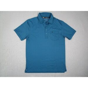 TravisMathew Mens Short Sleeve Polo Shirt Blue Teal Pima Cotton Blend Medium